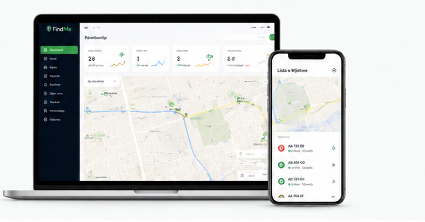Platforma FindMe në laptop dhe telefon